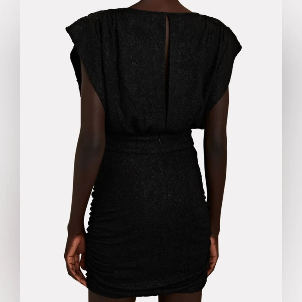 🆕️ IRO Cory Ruched Cloqué Mini Dress in Black - Picture 4 of 16